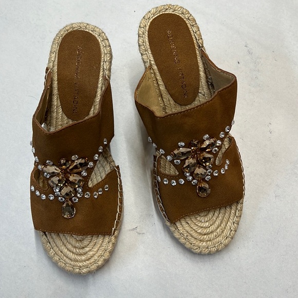 ADRIENNE Vittadini Jute wedge Jeweled Espadrille  - Russet 6M - Picture 2 of 5